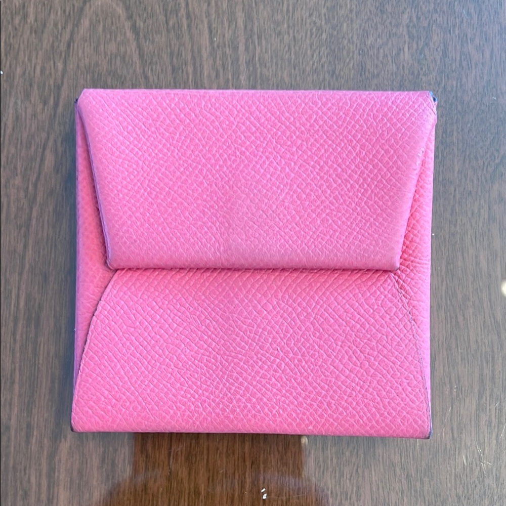 Hermes Bastia Rose Azalee Epsom Leather. Authentic. Coin Purse.